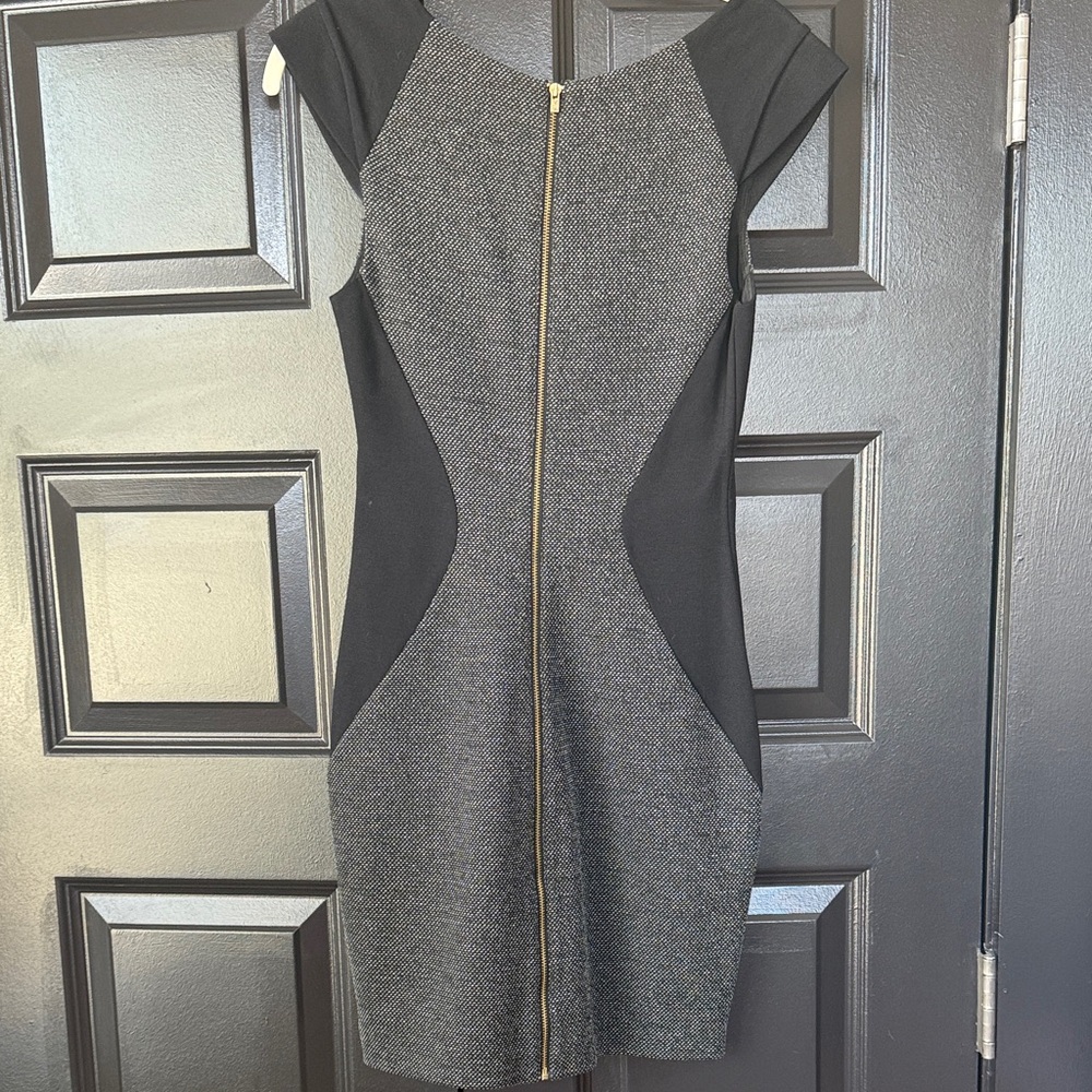 Express Women's Elegant Black and Gray Mini Dress - Picture 3 of 3